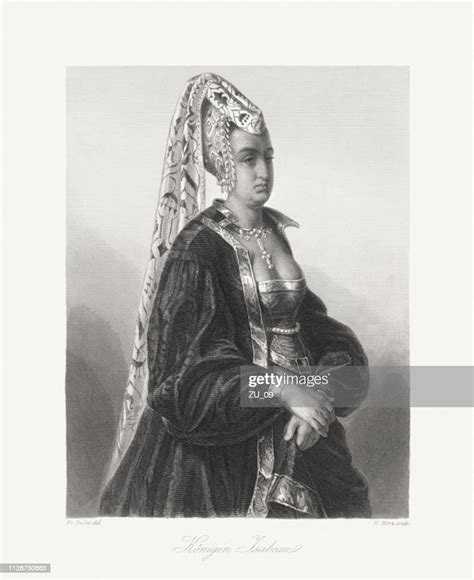 Isabeau Of Bavaria Queen Of France Steel Engraving 1859 High Res Vector