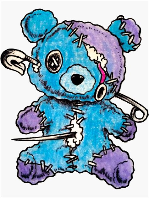 Emo Teddy Bear Sticker For Sale By Yngsyx Redbubble