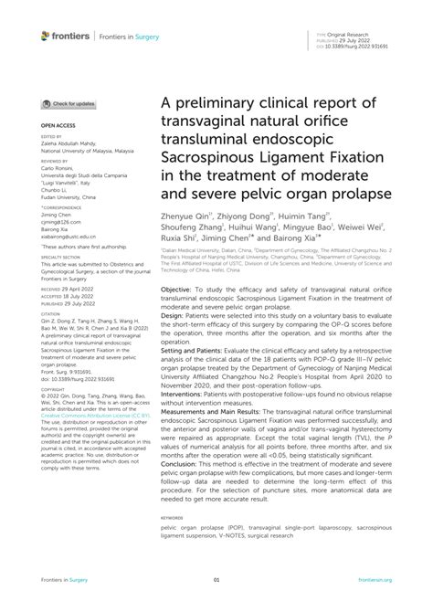 PDF A Preliminary Clinical Report Of Transvaginal Natural Orifice