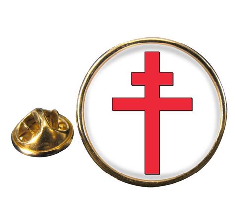 Uk T Shop Cross Of Lorraine Round Pin Badge