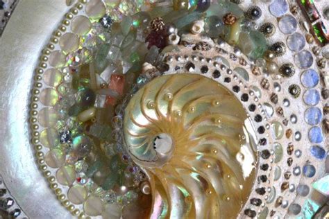Mosaic Nautilus Shells Ammonite Iridescent Resin And Mosaic Sea