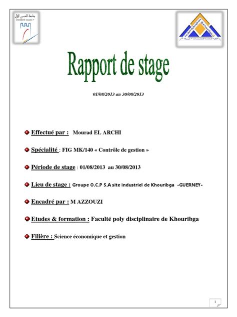Exemple De Rapport De Stage Gratuit En Comptabilité Hadiselamet