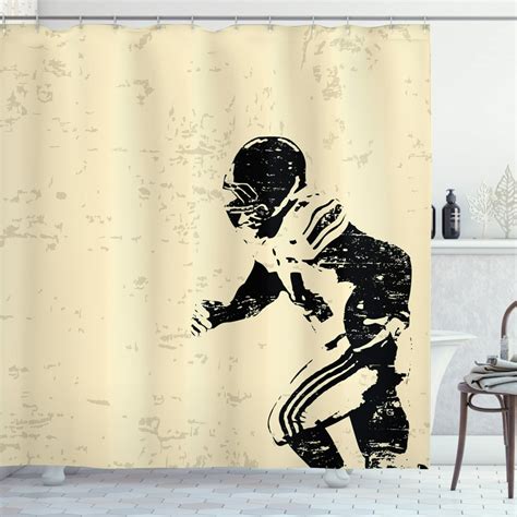 Sports Shower Curtain Rugby Player In Action Running Success In Arena