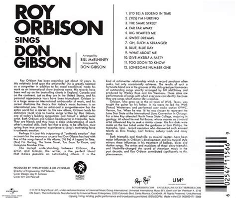 Roy Orbison Sings Don Gibson Roy Orbison Cd Album Muziek Bol