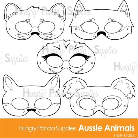Australian Animals Printable Coloring Masks Aussie Animal Etsy