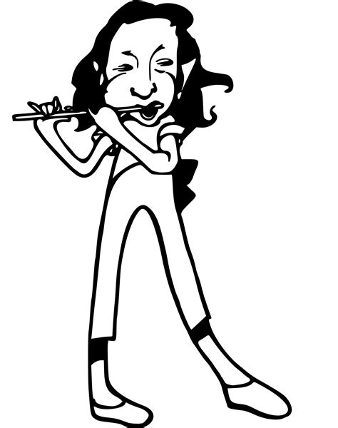 Vintage Comic Character Flute Player Coloring Page Colouringpages