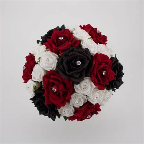 Red And Black Wedding Center Pieces Black Red And White Bridal Posy