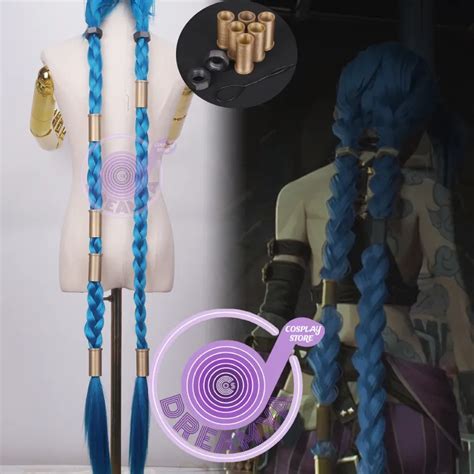 Lol Jinx Resin Headwear Prop Cosplay Wig Blue Braids Plaits 120cm The Loose Cannon Synthetic