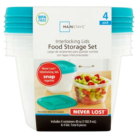 Mainstays Never Lost Square Food Storage Containers 5 Cup 4 Count