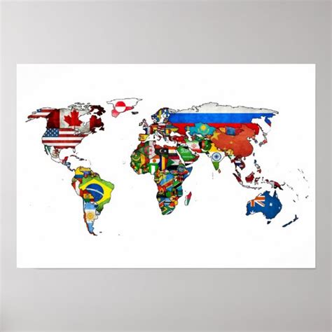 Hd World Flags Map Poster Uk