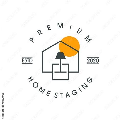 Home Staging Logo Design Line Art Property Care Vector Template Real