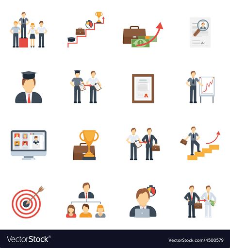 Career Icons Flat Set Royalty Free Vector Image