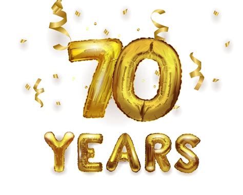 Premium Vector Number 70 Birthday Celebration Gold Foil Helium