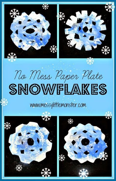 Messy Little Monster No Mess Paper Plate Snowflakes Winter Crafts