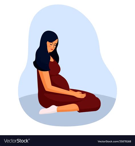 A Pregnant Woman Is Crying Sitting On Floor Vector Image