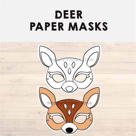 Deer Paper Mask Printable Woodland Forest Animal Coloring Craft