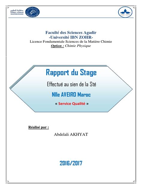 Rapport De Stage Aveiro Docx Maroc Encre
