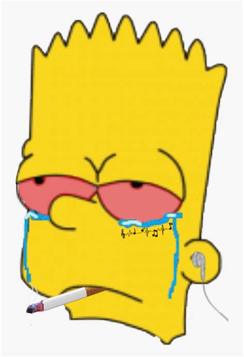 Bart Bartsimpson Sad Headphone Cry Bart Simpson Head Png Sad