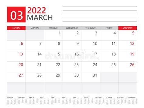 März 2022 Kalenderblatt Vektor Vorlage Grafik Illustration Vektor