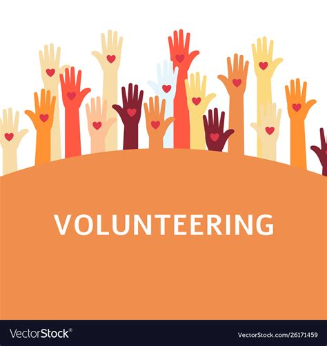 Volunteer Group With Raised Hands Royalty Free Vector Image