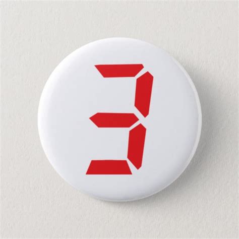 3 Three Red Alarm Clock Digital Number Button