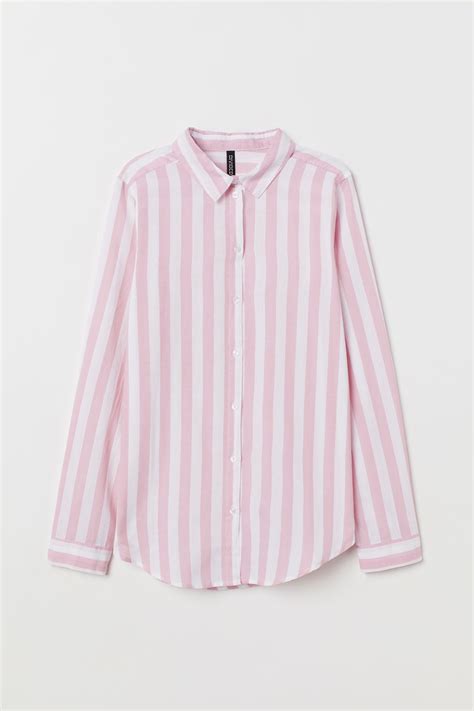 Cotton Shirt Light Pinkwhite Striped Ladies Handm Us Pink Striped Shirt Outfit Pink