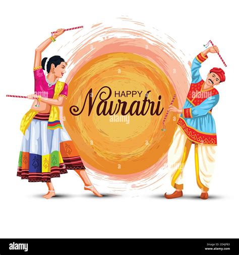 Garba Night Poster For Navratri Dussehra Festival Of India Vector Illustration Of Couple