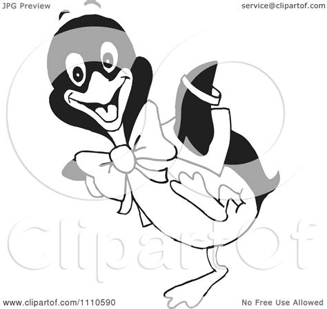 Clipart Black And White Dancing Penguin 1 Royalty Free