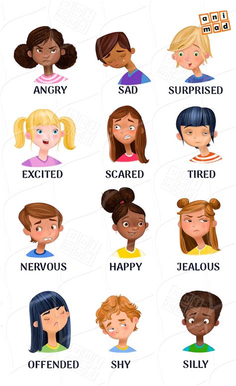 Kids Emotions Clip Art Instant Download Educational Clipart Etsy