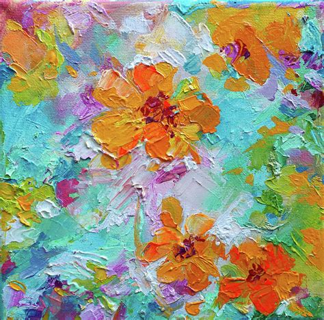 Yellow Floating Flowers Art Print Painting By Soos Roxana Gabriela