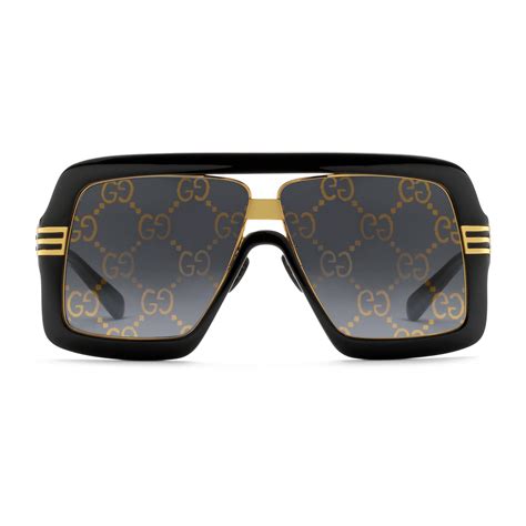 Gucci Velvet Square Frame Sunglasses With Gg Lens In Black For Men Lyst