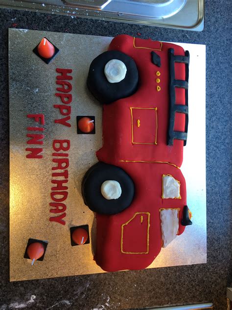 Firetruck Cake Chocolate Cake With Red Fondant Icing Firetruck Cake Fondant Icing Chocolate