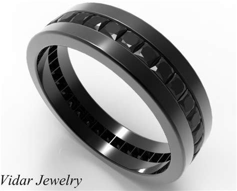 Buy products such as charming jewelers black tungsten wedding band ring 8 or 10mm for men women comfort fit black beveled edge polished brushed lifetime guarantee at walmart and save. Black Diamond Wedding Band for Him In Black Gold | Vidar ...