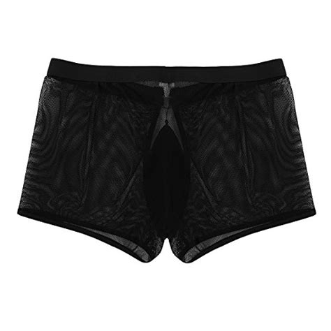Msemis Mens Mesh Sheer Open Front Pouch Boxer Briefs Underwear Breathable Underpants Lingerie