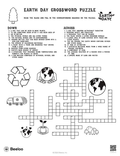 Earth Day Crossword Puzzle • Beeloo Printable Crafts And Activities For