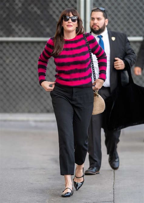 Liv Tyler In A Striped Sweater Arrives At The Jimmy Kimmel Live In Los Angeles Celeb Donut