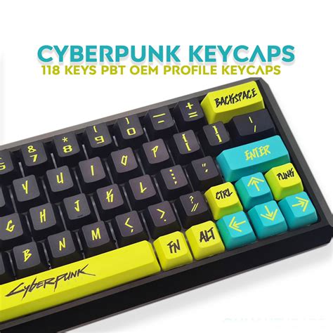 Cyberpunk Oem Profile Keycap Set 117 Pbt Dye Sub Keys Etsy