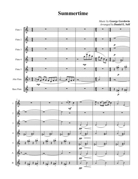 Summertime Flute Choir Free Music Sheet