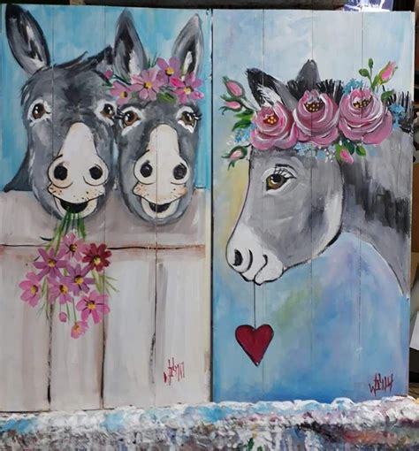 Friendly Donkeys By Artist Wilma Potgieter On Fb Animal Canvas Art