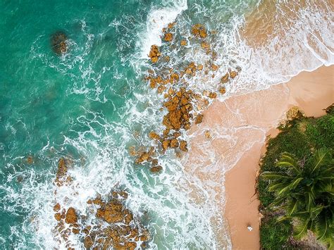 Hd Wallpaper Aerial View Photography Of Rocky Shore Birds Eye View