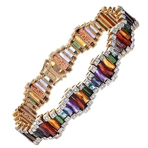 Bellarri Multi Colored Gemstone Diamond Bracelet Fashion Bracelets