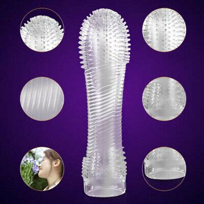 1 2PCS Silicone G Point Spike Dotted Ribbed Condom Permanent Bump