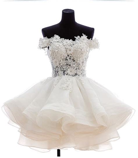Beautiful Flower Off Shoulder Knee Length Princess Ball Gown Wedding
