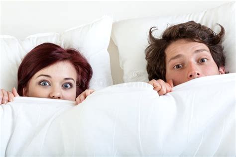 Couple Under The Sheet Stock Image Image Of Faces Male 36994907