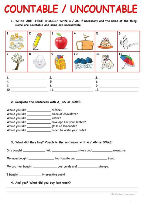 Countable And Uncountable Noun Worksheet Free Worksheets Samples