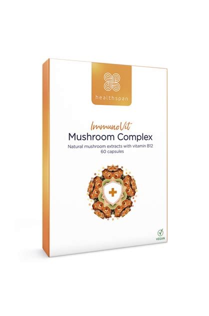 Healthspan Immunovit Mushroom Complex 60 Capsules With Three Natural