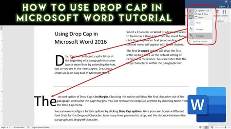 How To Insert Drop Cap In Microsoft Word 2016 Tutorial The Teacher