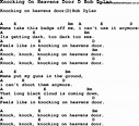 Bob Dylan Knocking On Heavens Door Lyrics - LyricsWalls