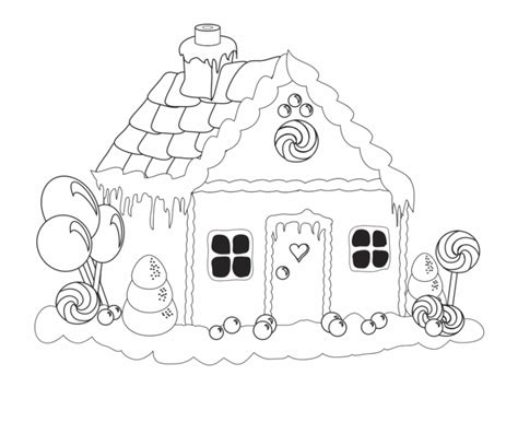 Gingerbread House Clipart Black And White