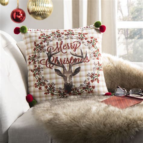 Safavieh Darton Merry Christmas Reindeer Decorative Throw Pillow 18 X